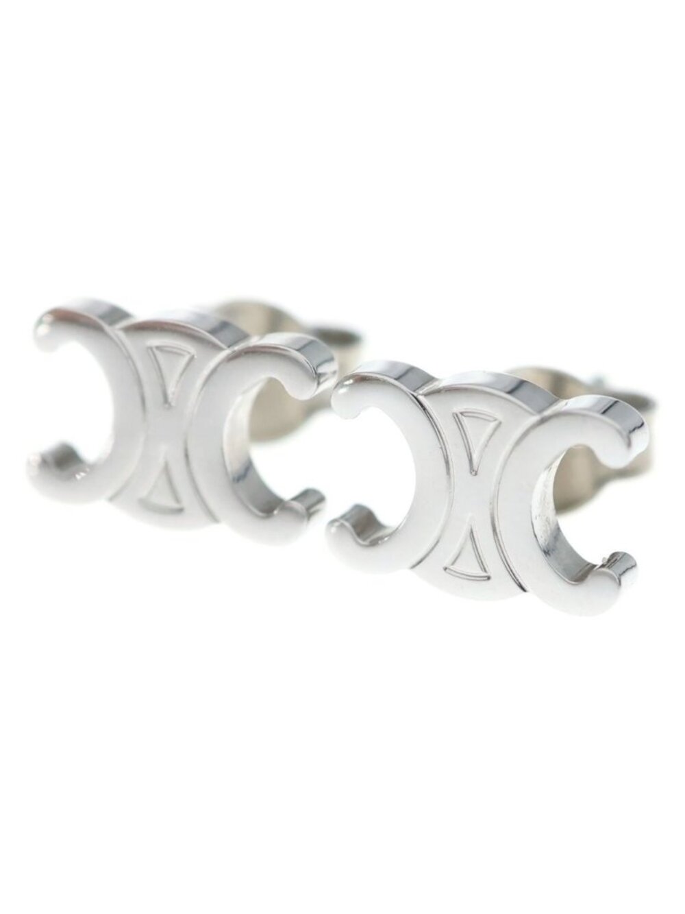 Celine Triomphe Studded Earrings Silver